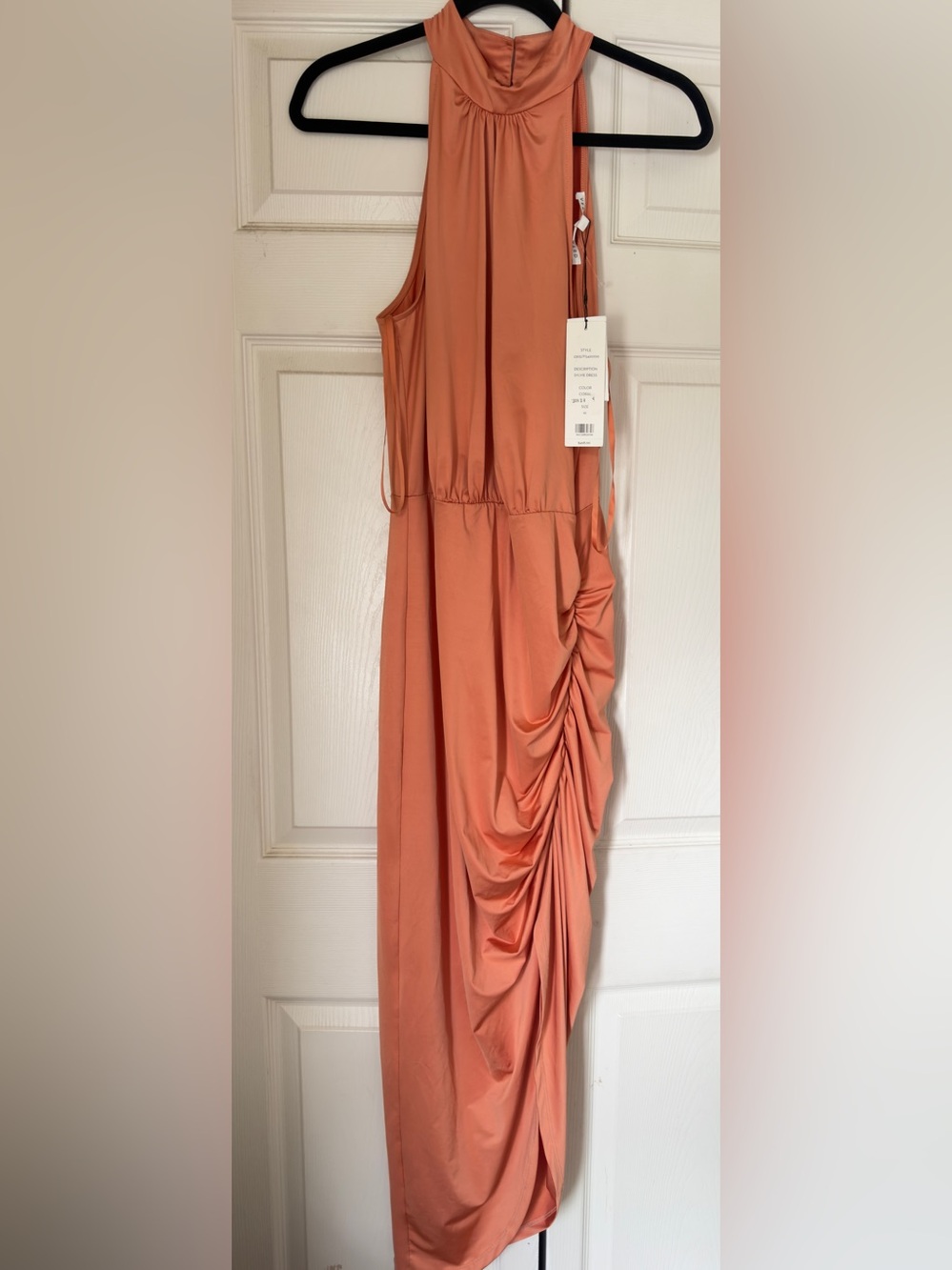 Veronica Beard Coral-Orange Sleeveless Ruched Dress‎